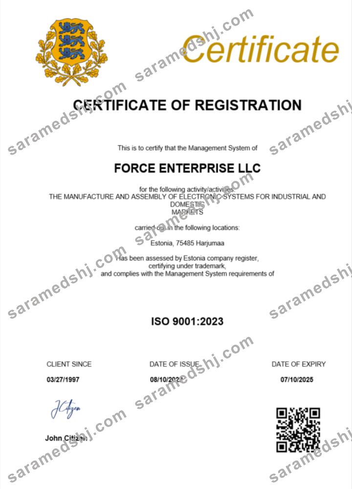 Estonia  certificate of registration Word and PDF template